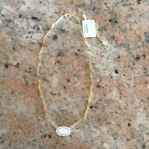 Kendra Scott Elisa Enamel Frame Gold Paperclip Pendant Necklace